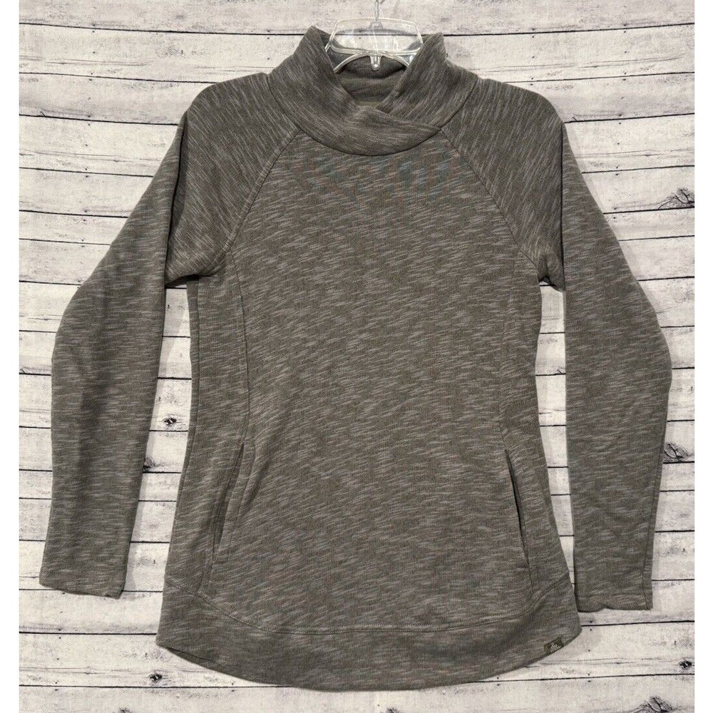 prAna Womens Calexa Tunic Sweater Sz XS Heather Green Pullover Active Pockets - Picture 1 of 15